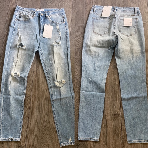 02 Kancan Light Wash Distressed Mid Rise Skinny Denim Jeans - Picture 5 of 5